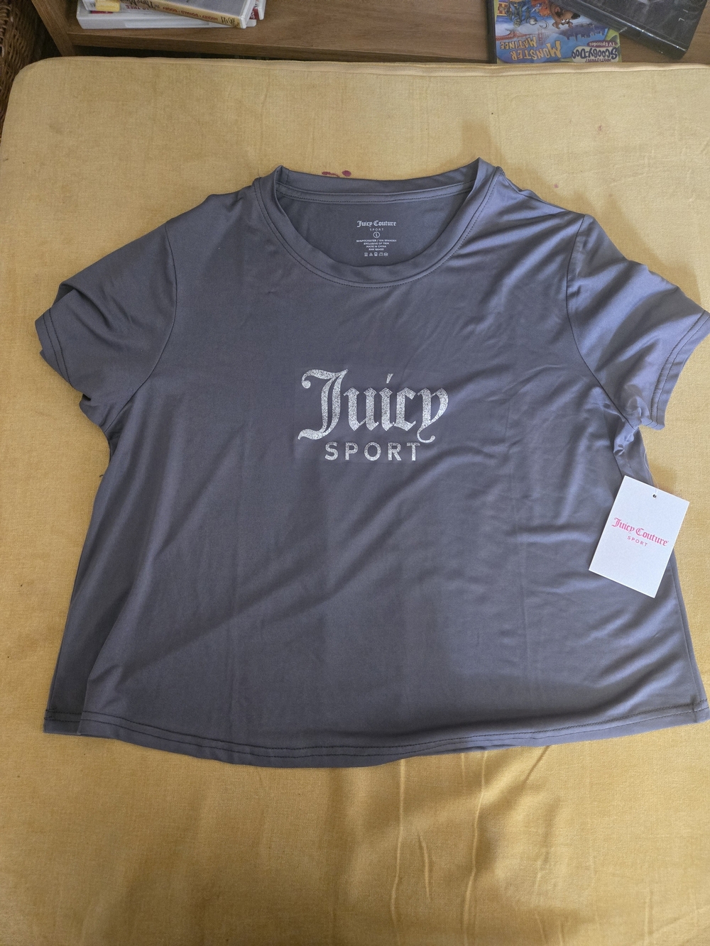 New Womens Juicy Couture Sport JUICY Logo Grey Large Crop